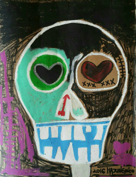 하정우, '빅 스마일(Big Smile)'. 캔버스에 아크릴릭, 53 x 45cm. 2017.