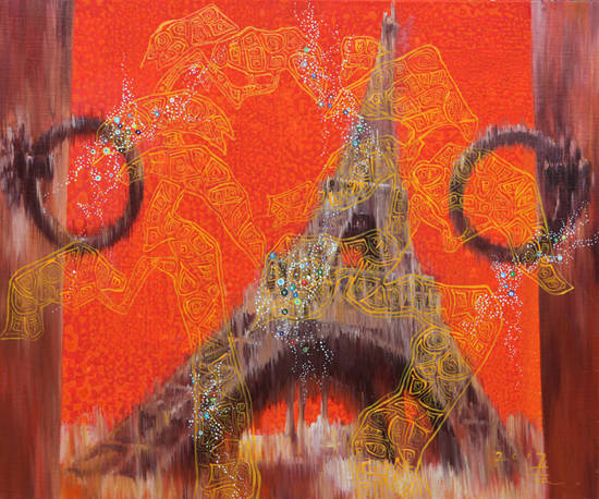 강철기, '마주보기 - 에펠탑'. 캔버스에 오일, 72.7 x 60.6cm. 2017.