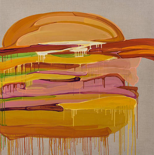 정예솜, '시그니처 버거(Signature Burger)'. 리넨에 아크릴릭, 130.3 x 130.3cm. 2016.