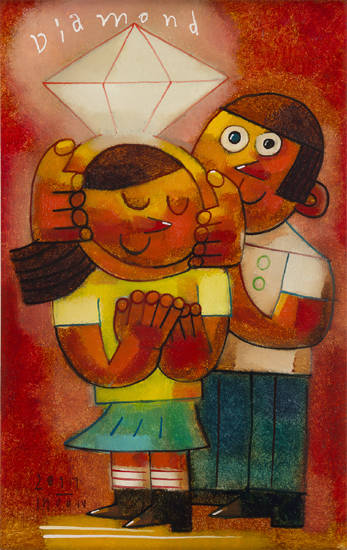 문형태, '다이아몬드(Diamond)'. 캔버스에 오일, 33.4 x 53cm. 2017.