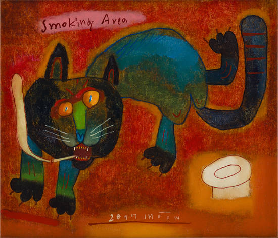 문형태, '스모킹 에이리어(Smoking Area)'. 캔버스에 오일, 45.5 x 53cm. 2017.