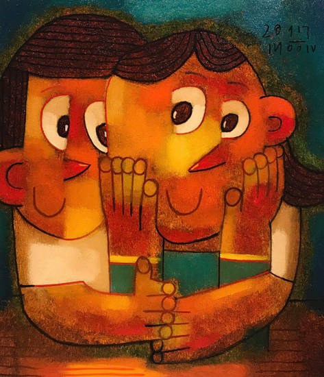 문형태, '암풀(Armful)'. 캔버스에 오일, 45.5 x 53cm. 2017.