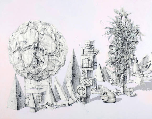 이재훈, ‘정교한 반전(elaborate reverse)’. 벽화기법, 108 x 139cm. 2017.