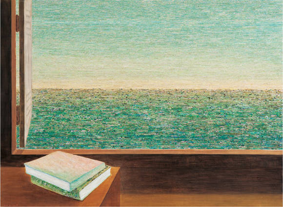 김덕용, ‘관해음’. 나무에 자개, 혼합기법, 100 x 135cm. 2016.