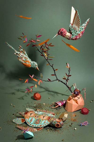 짐앤주, ‘경이의 방(Cabinet of Curiosities)’. 종이, 스카치, 80 x 100cm. 2012. ⓒZim&Zou